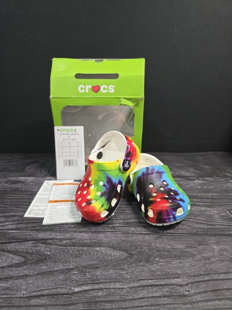 Crocs Classic Tie Dye Graphic Clog K Multicolor Unisex Kids US C10 205451-90H
