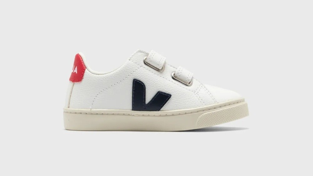 Veja kids esplar touch strap sneakers white with red and navy accents size 25