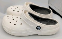 Dual Comfort Crocs Clogs White Fleece Lined Youth J3 Kids
