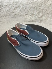 VANS Classic Slip-On 2-Tone, Size 1 Little Kids, Multi/True White NEW