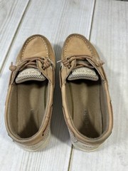 SPERRY TOP SIDER SHORESIDER LEATHER BOAT SHOES CHILDREN 3M TAN CASUAL BOATING
