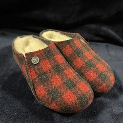 Birkenstock Zermatt Rivet Plaid Red Black Clogs Slip On Shoes 205 EU 32 US L1