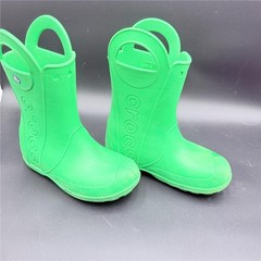 Crocs Green Rubber Rain Boots Kids Size J3 Waterproof Pull On Mud Boots