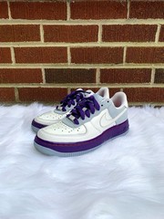Nike Air Force 1 Low Custom Big Kids Size 4Y Dark Purple Gray White Sneaker Shoe