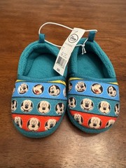 Disney Mickey Mouse Slippers Kids Character Shoes Blue Toddler US 5-6 NWT