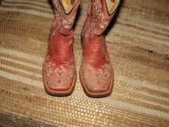 Corral Kids Youth Size 1 K Red Leather Floral Western Cowboy Boots Style G1193