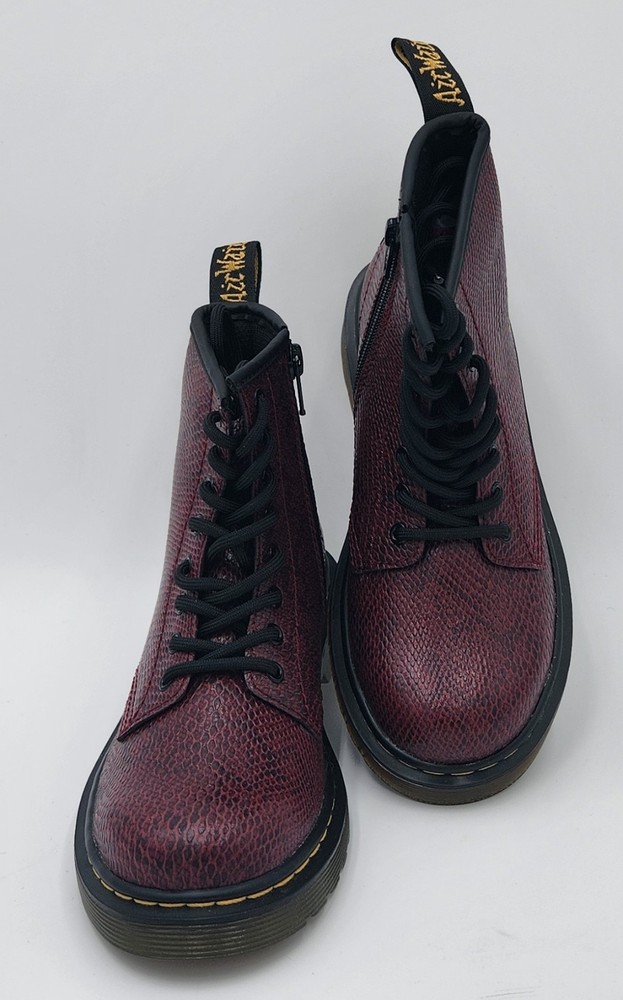 Dr Martens Viper Burgundy 1460 Boot Kids Size 1 Junior (5-7 Yrs) Snakeskin Print