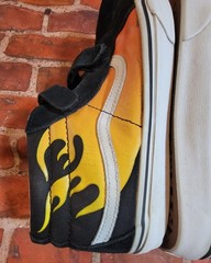 Vans Sk8-Mid Reissue V Flame Black Yellow Kids Size 7 Juniors Sneakers Have Wear