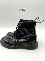 Dr. Martens Glitter 1460 Junior Kids 3 Boots Black Leather Round Toe Combat Boot