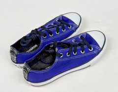 Converse All Star Junior Size 1 Double Tongue 647729F Purple Low Top EUC