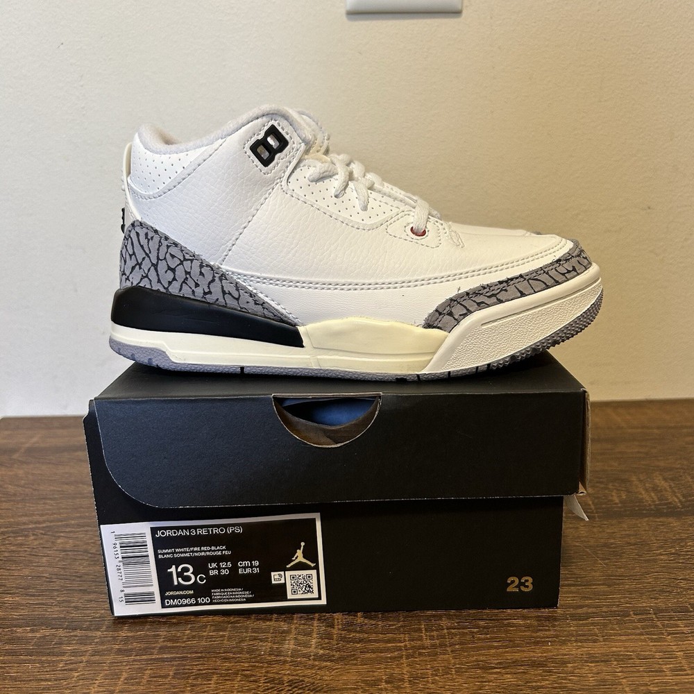 Air Jordan 3 White Cement Reimagined Preschool Size 13C DM0966-100 AJ3 PS NEW
