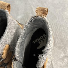 Sorel Out N About Boots Youth Size 3 Gray Tan Suede Waterproof Winter Snow