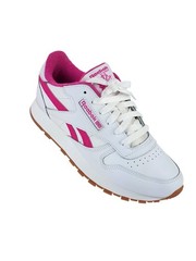 Reebok Classic Leather Kids Size 4 White Pink with Bubble Gum Soles Rare