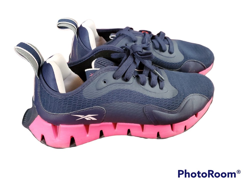 Reebok Zig Kinetica 6 Youth Navy Blue/ Pink Running Shoes Sneakers (EUC)