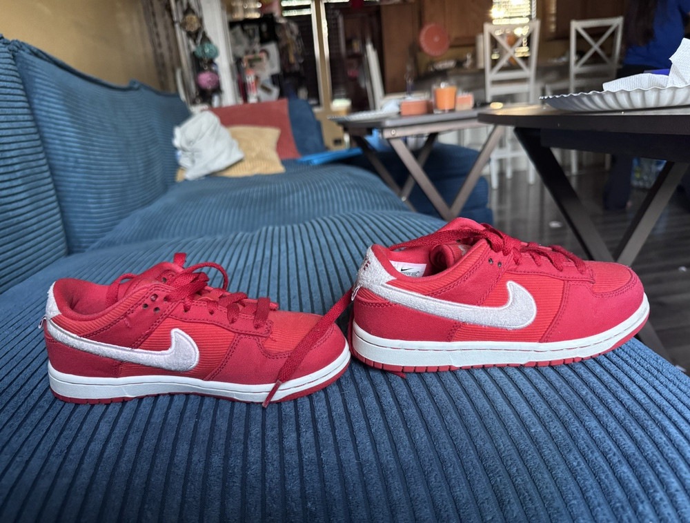 Nike Dunk Low Top Leather Sneaker Red/White Lace-Up Unisex Kids US 1