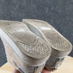 Steve Madden Shoes Junior 1 Jceecee Sneakers Crystal Embellished Silver Lace Up