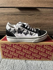 VANS Old Skool Unisex Kids Sneaker US 13 Black/White Check Butterfly Low Top