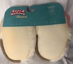 FuzzAMallows Squishmallows Cat Face Slip-On Slippers Faux Fur Kids 5-6
