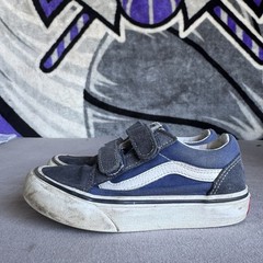 Size 12c – Vans Old Skool V Toddler Navy Blue Black Suede Strap Skate Shoes