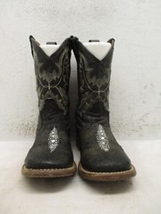 Innovation Kids Size 9 Black Stingray Print Leather Square Toe Cowboy Boots