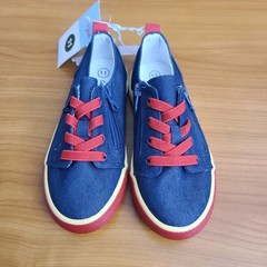 Cat & Jack Toddler Luka Double Zipper Sneakers Navy Blue Sz 11 Kids Casual Shoes