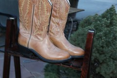 OLD WEST COWBOY BOOTS YOUTH/ GIRLS SZ 40/7 LIGHT BROWN MADE IN INDIA