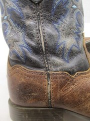 Ariat Brown and Blue Leather Square Toe Western Boots Kids Size 13 Sty 10012794
