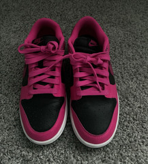 Nike Dunk Low Unisex Kids US 8 Pink/Black/White Leather Low Top Sneakers