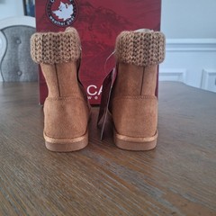 Canada Weather Gear Brown Suede Bootie Unisex Kids 13 Knit Cuff Zipper Water Re…