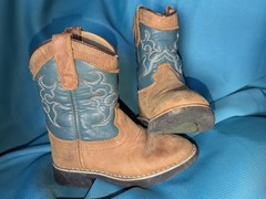 Itasca Buckaroo TEAL Western Roper Boot Leather US Kids 10