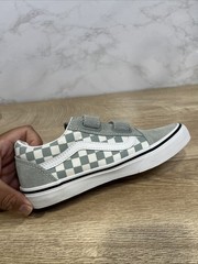 Vans Kids Old Skool V Checkerboard Stormy Weather Blue Shoes 507698 Sz 3 New