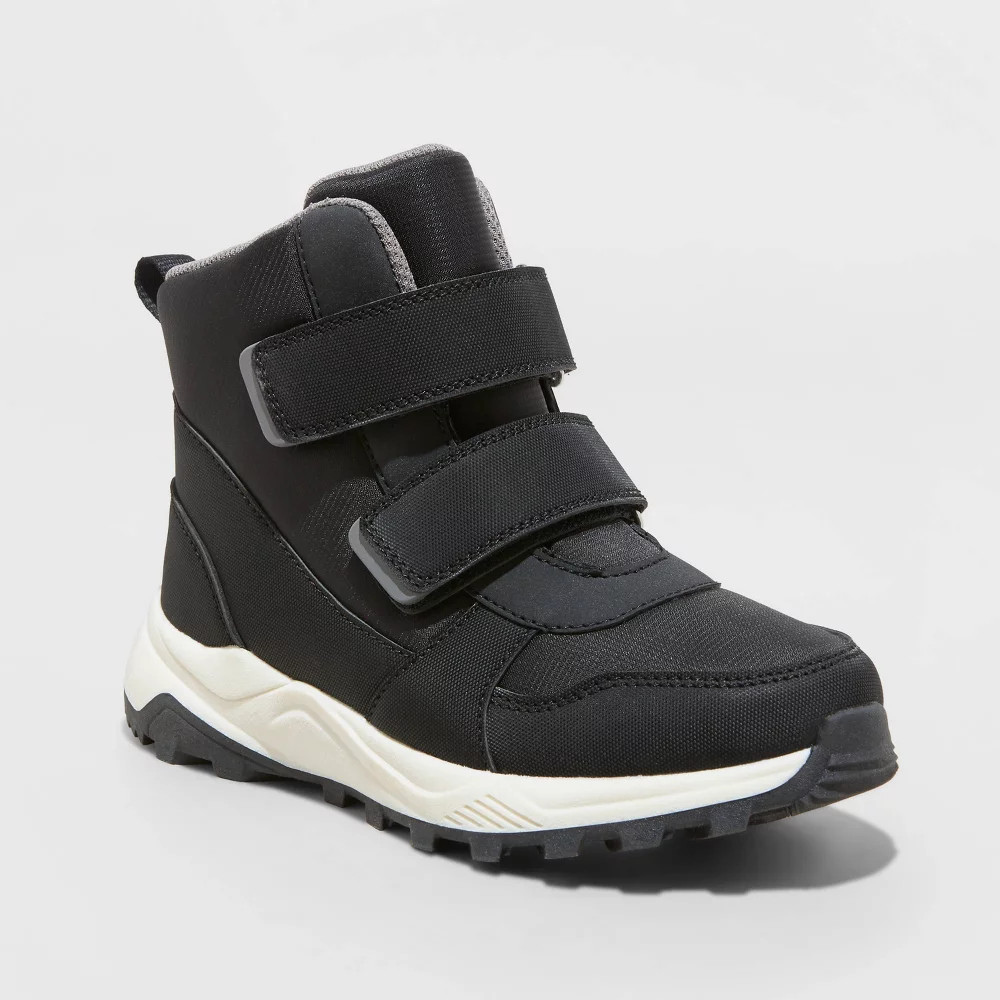 All In Motion Kids Hook-And-Loop Ankle Winter Boots Waterproof Jet Black 3