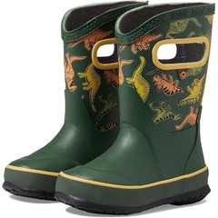 Bogs Kids Dinosaur Rain Boots Dark Green Waterproof Pull-On Size 2 79080-301