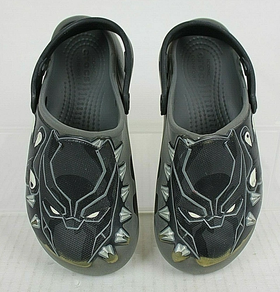 Kids CROCS Marvel Black Panther Clogs Fun Lab Big Kid Sz J1 Costume Shoes Disney