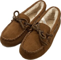 CREW CUTS FAUX SHEARLING LEATHER MOCCASINS LODGE SLEEPERS KIDS Size 3 NEW