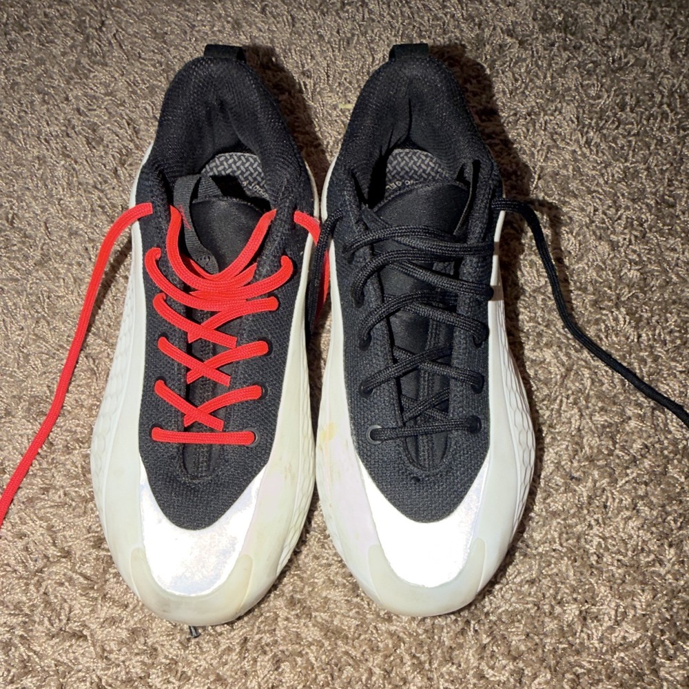 Unisex Kids Athletic Running Sneakers Black/White/Red Lace-Up Mesh US 4.5