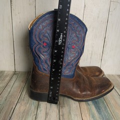 Ariat Quickdraw Brown Blue Red Leather Western Boots Kids 4.5 Cowboy Rodeo USA