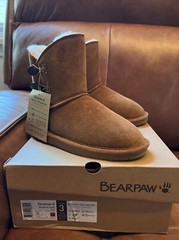 BearPaw Rosaline Youth Unisex Suede Wool Sheepskin Boot Sz 3 color Hickory II