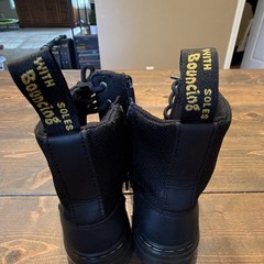 Dr Martens Black Canvas Camp Combat Boots Kids US 2 EU 33 Zip Lace