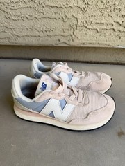 New Balance 237 Retro Lifestyle Shoes Kids Size 1 Gray Blue Strap Lacing