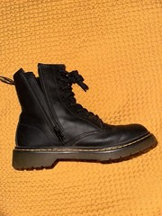 Dr.Martens 1460 Pascal Mono Black Leather Zipper Unisex Kids Combat Boot Size 5