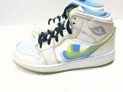 Nike Air Jordan 1 Mid SE (GS) Warped Swoosh Hi Top Sneakers Youth Size 5.5