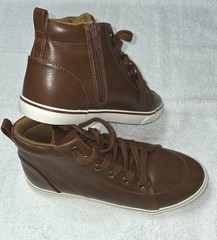 Cat & Jack Brown High Top Sneakers Lace Up Zipper Unisex Kids Size 5