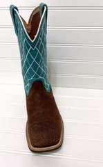 TWISTED X Top Hand Kids Distressed Saddle Turquoise Cowboy Boots Boys Size 2.5 M