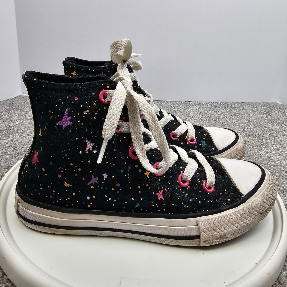 Converse All Star Chuck Taylor Hi Top Sneakers Black Galaxy Stars Junior Sz 12