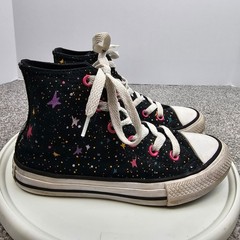 Converse All Star Chuck Taylor Hi Top Sneakers Black Galaxy Stars Junior Sz 12