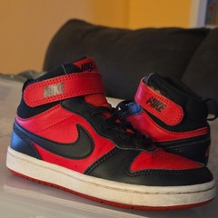 Nike Court Borough Mid Top Hook & Loop Leather Sneakers Red/Black 12C CD7783