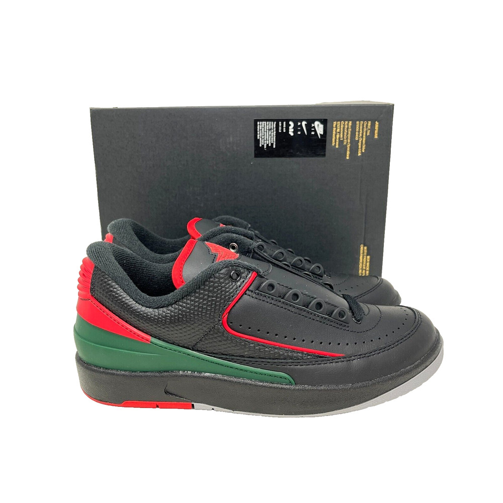 Air Jordan 2 Retro Low GS Black Fire Red Casual Shoes FJ6869-006 Youth Size 6.5