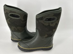 BOGS Rain Mud Boots Camo Green Waterproof Insulated Big Kids Youth Size 2 EU 33