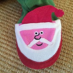 Hanna Andersson Santa St Nick Slipper Socks Boots Fleece Lining sz 9-10